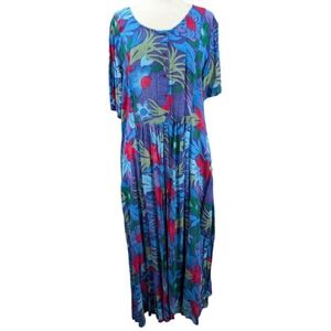 Adini Maxi Dress Floral Button Down Pleated Cottagecore Rayon India Sz Large NWT